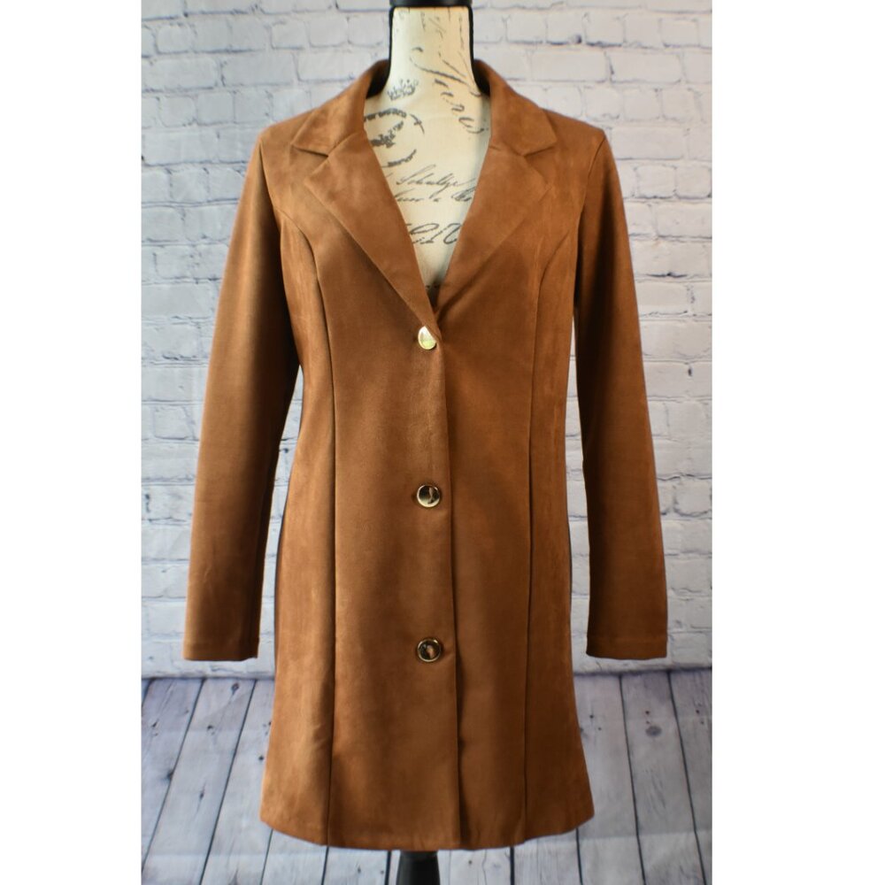 Preowned Wearever Brown Blazer Knee Length Dress | Size L